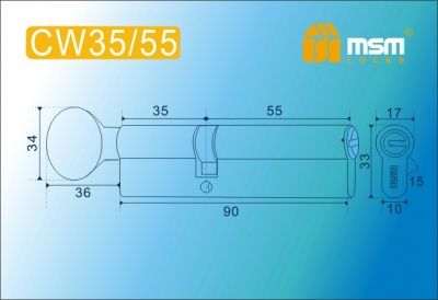 Цил.мех-зм MSM CW35в/55mm PB перфо.кл/верт. (Полированная латунь) 2