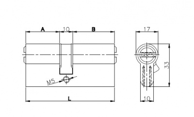 Ц.м. KALE перекод-ый 164 OBS BNE-Z/80 (35+10+35) mm латунь 5 кл.+ 2 кл.