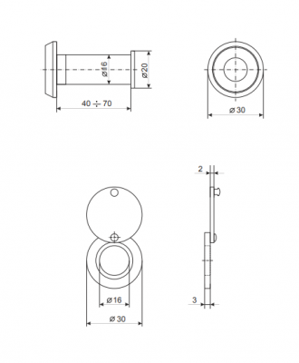 Глазок дверной Apecs 3016/40-70-G (1)
