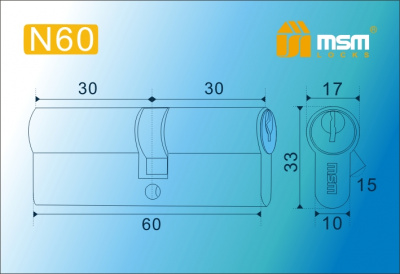 Цил.мех-зм MSM N60mm AB простой кл/кл. (Бронза) 2