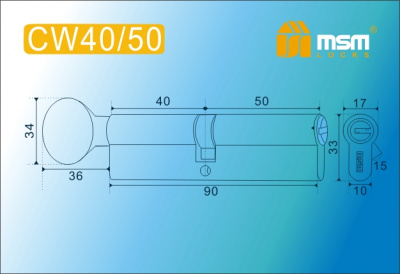 Цил.мех-зм MSM CW40в/50mm SN перфо.кл/верт. (Матовый никель) 2
