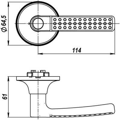 Ручка защелка 6026 AC-P (без фик.) медь	2