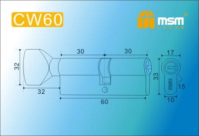 Цил.мех-зм MSM CW60mm SN перфо.кл/верт. (Матовый никель) 2