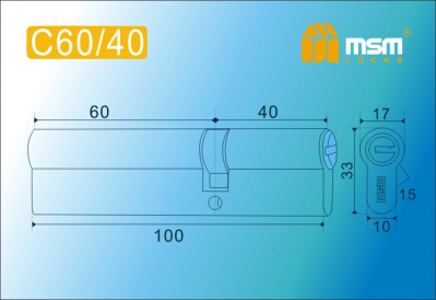 Цил.мех-зм MSM C60/40mm SN перфо.кл/кл. (Матовый никель) 2