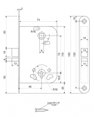Замок межкомнатный Apecs 6000-WC/S-G_2