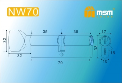 Цил.мех-зм MSM NW70mm AC простой кл/верт. (Медь) 2