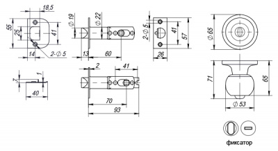 Ручка защелка 6072 SN-B (мат. никель) фик.2