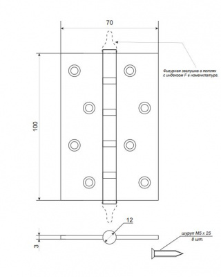 Петля Apecs 100*70 B4-Steel-G_2