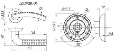 Ручка раздельная LOUNGE AR AB/SG-6 бронза/мат.золото, квадрат 8х130мм_2