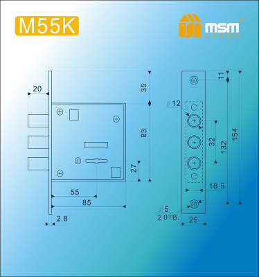 Замок сейфовый M55K SN (Матовый никель) MSM2