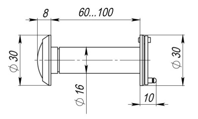 Глазок Armadillo, DVG3,16/60х100 стекл.опт. GP Золото (1)