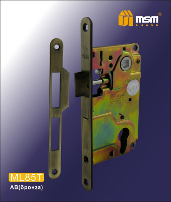Замок врезной ML85T AB (Бронза) MSM