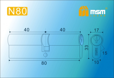 Цил.мех-зм MSM N80mm PB простой кл/кл. (Полированная латунь) 2