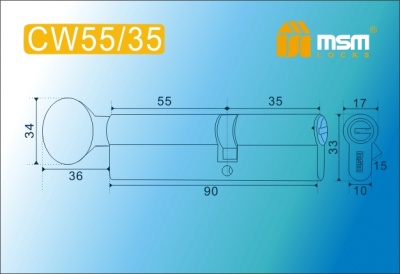 Цил.мех-зм MSM CW55в/35mm PB перфо.кл/верт. (Полированная латунь) 2