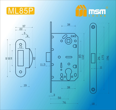 Замок врезной ML85 SN (Матовый никель) MSM	2