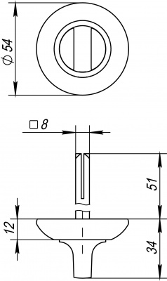 Ручка поворотная BKW8 RM-AB/GP-7 (без ответной части) (1)