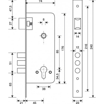 Замок врезной Apecs 1700-CR (1)