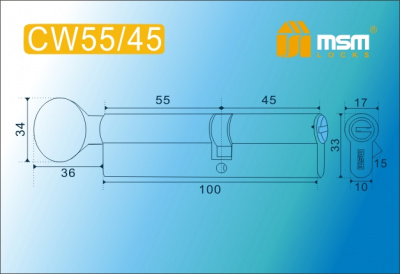 Цил.мех-зм MSM CW55в/45mm PB перфо.кл/верт. (Полированная латунь) 2