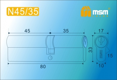 Цил.мех-зм MSM N45/35mm SN простой кл/кл. (Матовый никель) 2