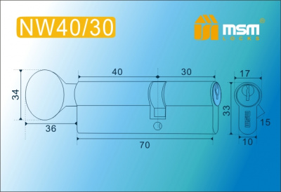 Цил.мех-зм MSM NW40в/30mm SN простой кл/верт. (Матовый никель) 2
