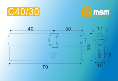 Цил.мех-зм MSM C40/30mm PB перфо.кл/кл. (Полированная латунь) 2