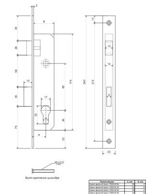 Замок врезной Apecs 7500-35-Ni (1)