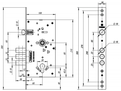 Корпус замка V25/C-60.85.3R16 c защелкой2