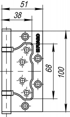 Петля универс. б/врезки 500-2BB 100x2.5 CFB (кофе глнец)2