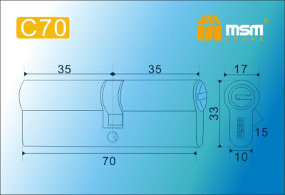 Цил.мех-зм MSM C70mm SN перфо.кл/кл. (Матовый никель) 2