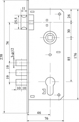 Замок врезной в комплекте с ручкой SET F9014 SN_2