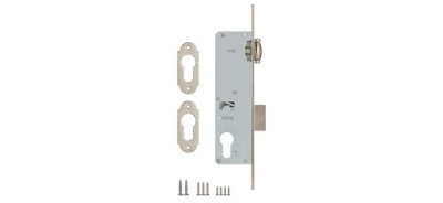 Корпус замка KALE 155/P (25mm) w/b (никель) б/ответ.планки врезной цил.узкопроф.